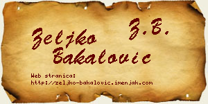 Željko Bakalović vizit kartica